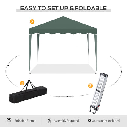 Outsunny 3x3(m) Pop Up Gazebo Canopy, Foldable Tent with Carry Bag, Adjustable Height, Wave Edge, Garden Outdoor Party Tent, Green