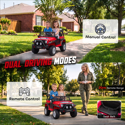 AIYAPLAY 12V Kids Electric Ride on Car with 2 Motors, Remote Control, Soft Start, Four-Wheel Suspension, Seat Belt