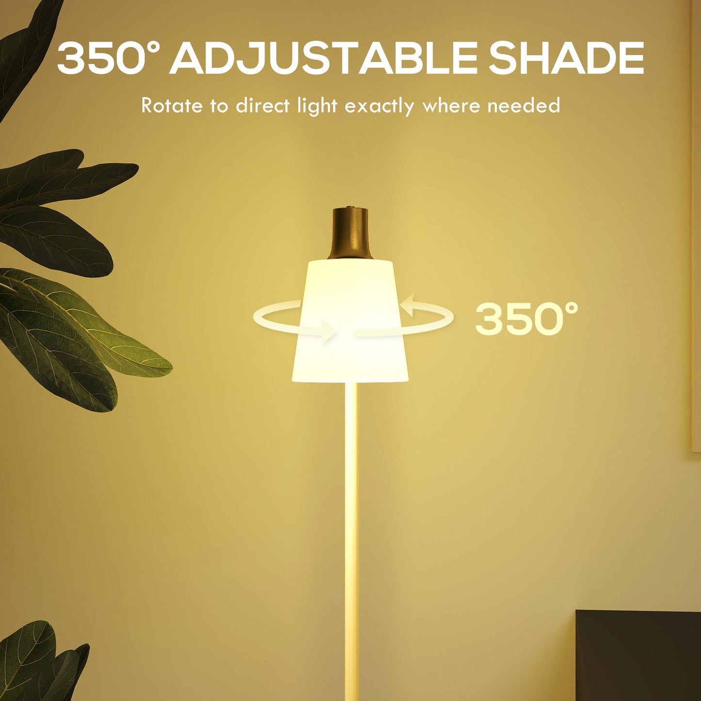 HOMCOM Modern Standing Lamp, Floor Lamp with 350Â° Rotatable Head for Living Room, White