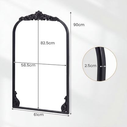 Dramatic Arched Wall Mirror with Baroque Ornate Frame-M