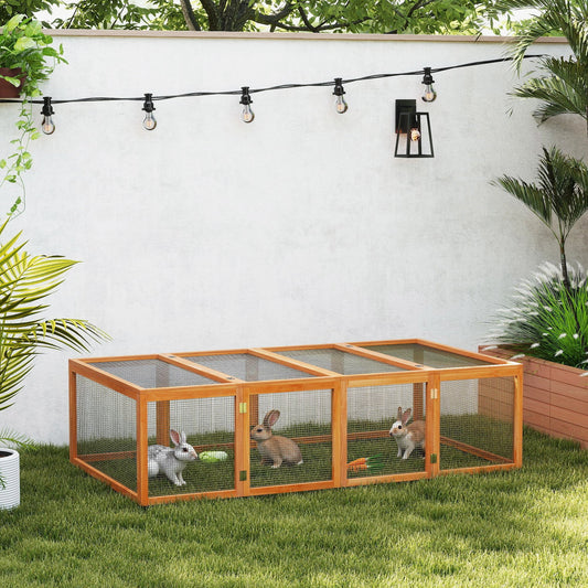 PawHut Big Hutches for Rabbits - 6ft Wooden Spacious Outdoor Rabbit Hutch for Pet Rabbits, Natural Wood