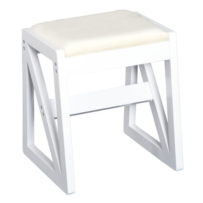 Room Dressing Table With Cushioned Stool and Flip-up Vanity Mirror - White