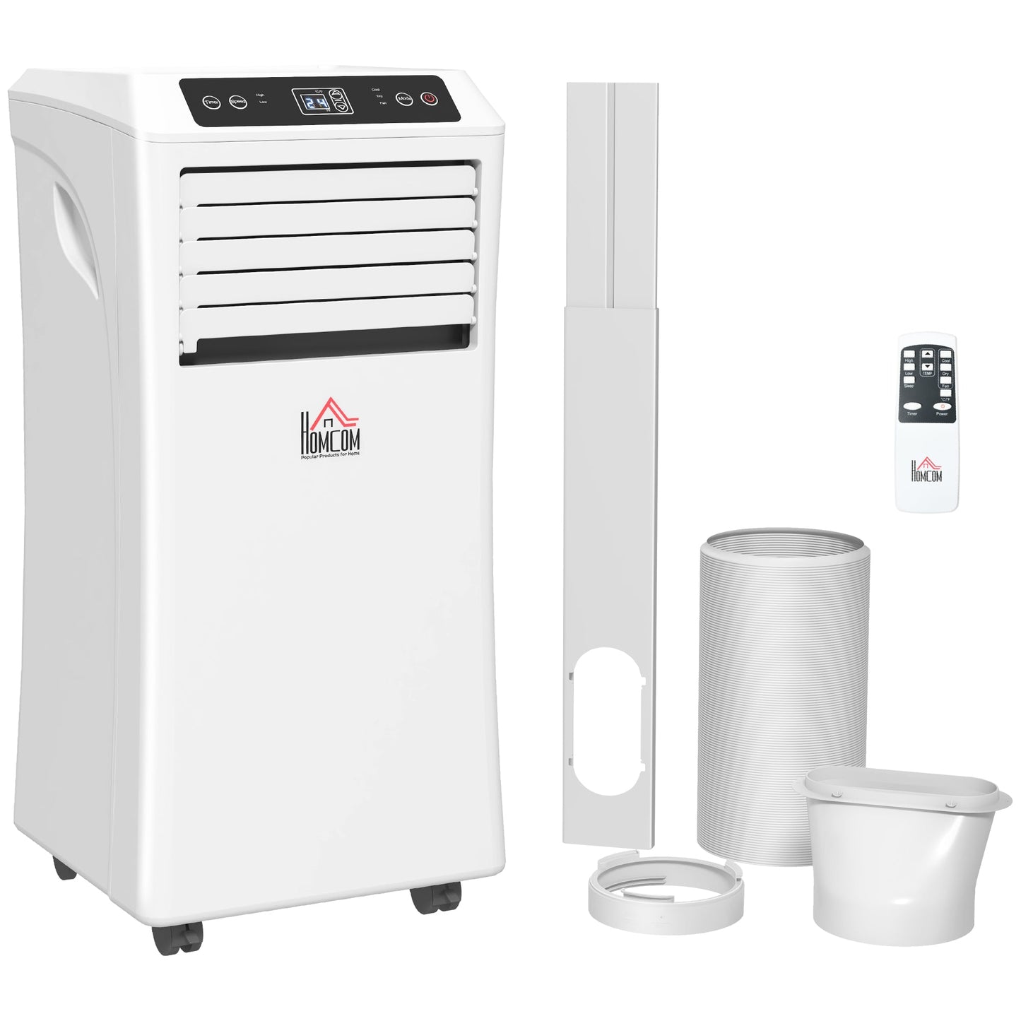 HOMCOM 9000 BTU Air Conditioning Unit, 3-in-1 Portable Air Conditioner, Dehumidifier, Cooling Fan with Remote Control, Digital Display, 2 Speeds, 24H Timer, Window Venting Kit, 28m√Ç¬≤