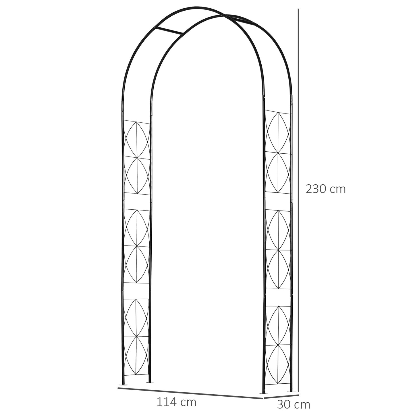 Outsunny Vintage Style Steel Garden Patio Outdoor Arbor &amp; Trellis قوس دعم للكروم ونباتات التسلق - أسود 2.3H م