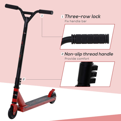 HOMCOM Street Stunt Scooter Intermediate and Beginner Freestyle Tricks Scooters For 14+ Teens Adult w/ Rear √è‚Ä†10cm Wheel & Brake - Red