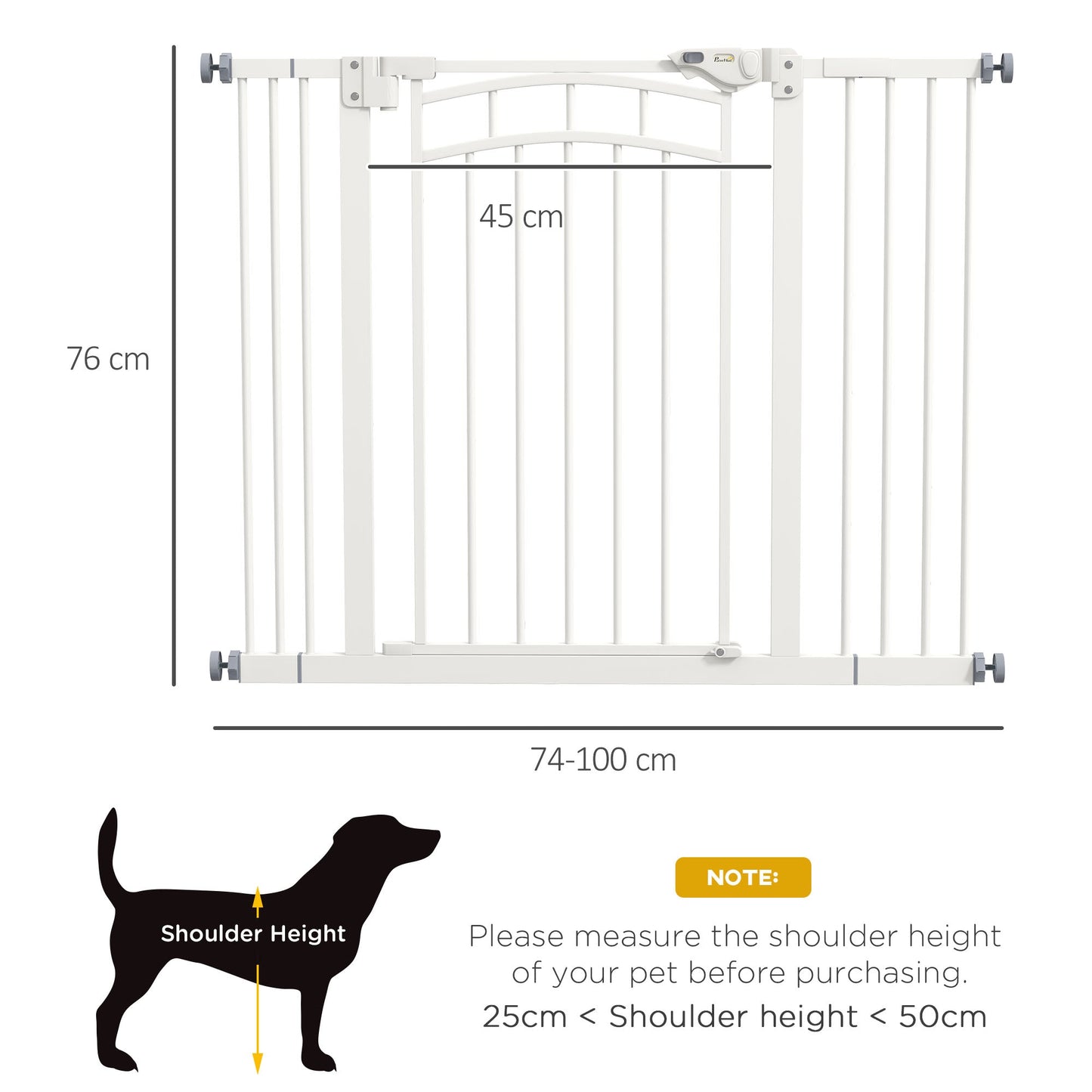 PawHut Pressure Fit Stair Gate, Dog Gate With Auto Closing Door for Small, Medium Dog, Easy Installation, for Width 74 to 100cm