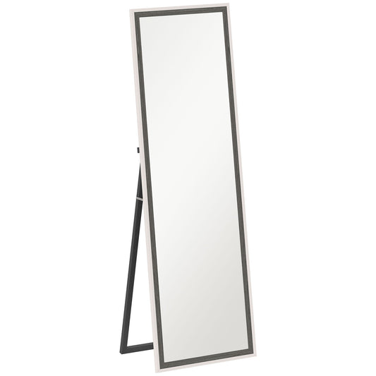 HOMCOM 162,6 cm Dwukolorowe lustro na całą długość – biel/szary odcień