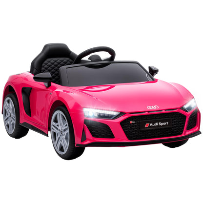 AIYAPLAY Licensed Audi R8 Spyder 12V Electric Car for Kids with Remote Control, Dual Motors, Rear Suspension, Soft Start, Pink