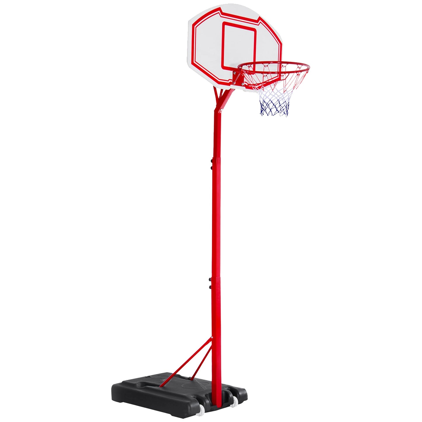 HOMCOM Basketball Hoop Stand Portable System PE Backboard Height Adjustable 2.1-2.6m with Wheels for Adults Sports Fun