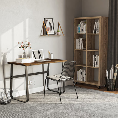 HOMCOM Computer Table, Writing Desk with Steel Frame and Wood Top, Industrial Home Study Table, 115 x 58 x 74.5cm, Rustic Brown and Black