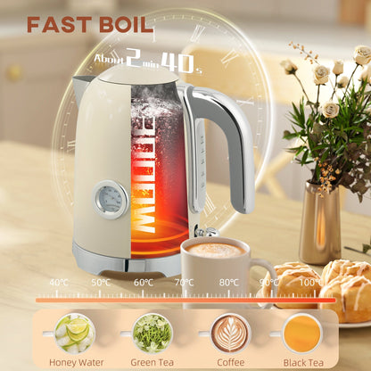 HOMCOM Retro Toaster and Kettle Set - Cream