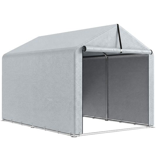Outsunny 1.6 x 2.2m Garden Shed Tent, Waterproof Outdoor Storage Tent, Roll-up Zipper Door Galvanised Steel Frame, Light Grey