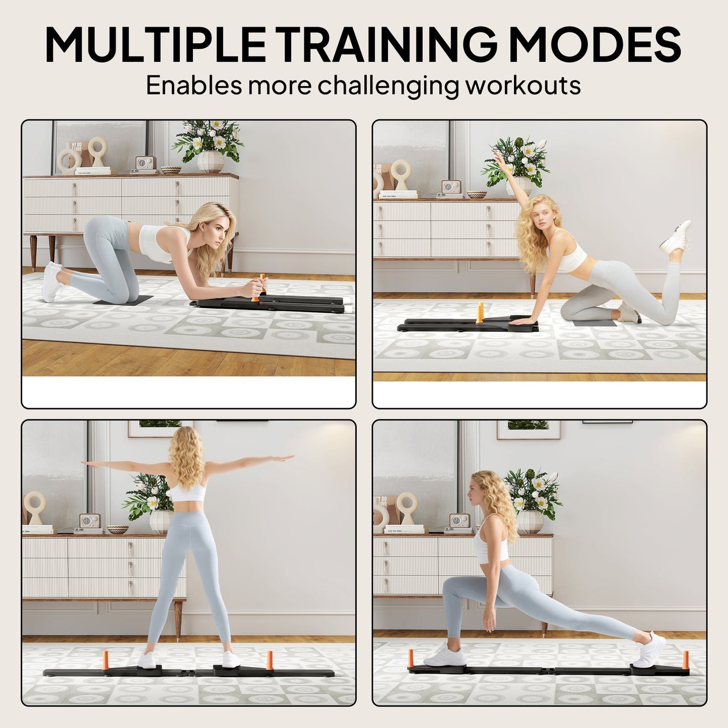 SPORTNOW Push Up Board Set of 2, Portable Press Up Board with Dual Glide Rails, Knee Pad, Pushup Stand Pilates Reformer Machine for Home Gym, Multifunctional Workout Equipment for Men & Women