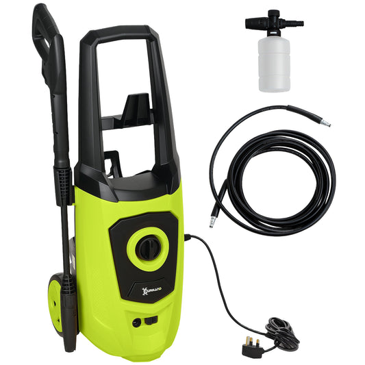 Myjka wysokociśnieniowa DURHAND 1800 W, ciśnienie 150 barów, przepływ 510 l/h, wysokowydajna przenośna myjka ciśnieniowa z wężem 6 m, butla z pianą śnieżną do ogrodu, samochodu, mebli, zielona