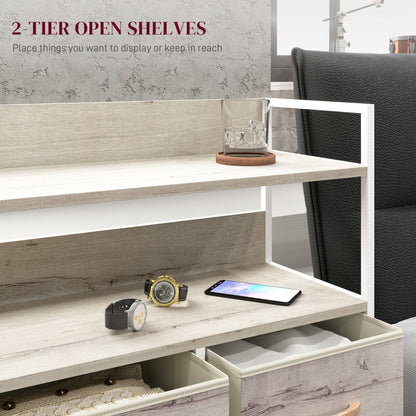 HOMCOM Rustic Chest of Five Fabric Drawers - Natural