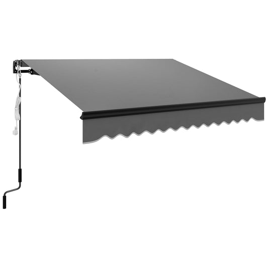 Outsunny Electric Awning with LED Light and Remote Controller in Dark Grey