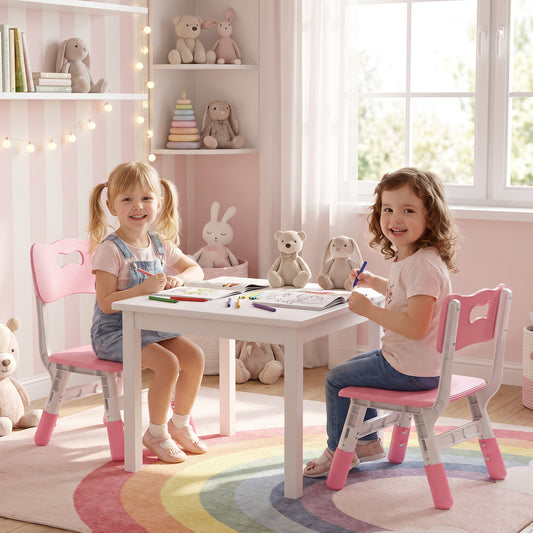 AIYAPLAY 2 PCS Kids Desk Chairs, 3 Level Height Adjustable Children's Chairs with Backrest for 1.5-8 Years, Max Load 50KG, Pink