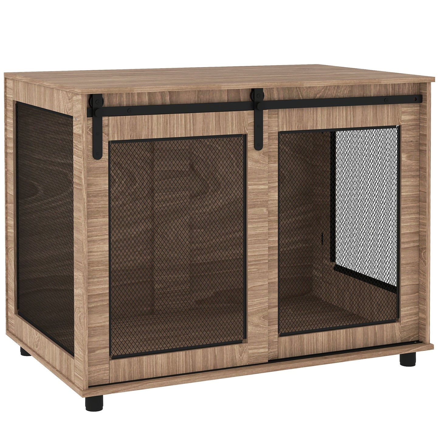 PawHut Dog Crate Furniture with Sliding Door for Large Dogs, Walnut Brown