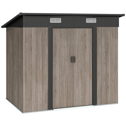 Outsunny Outdoor Garden Storage Shed - Szary wzór drewna