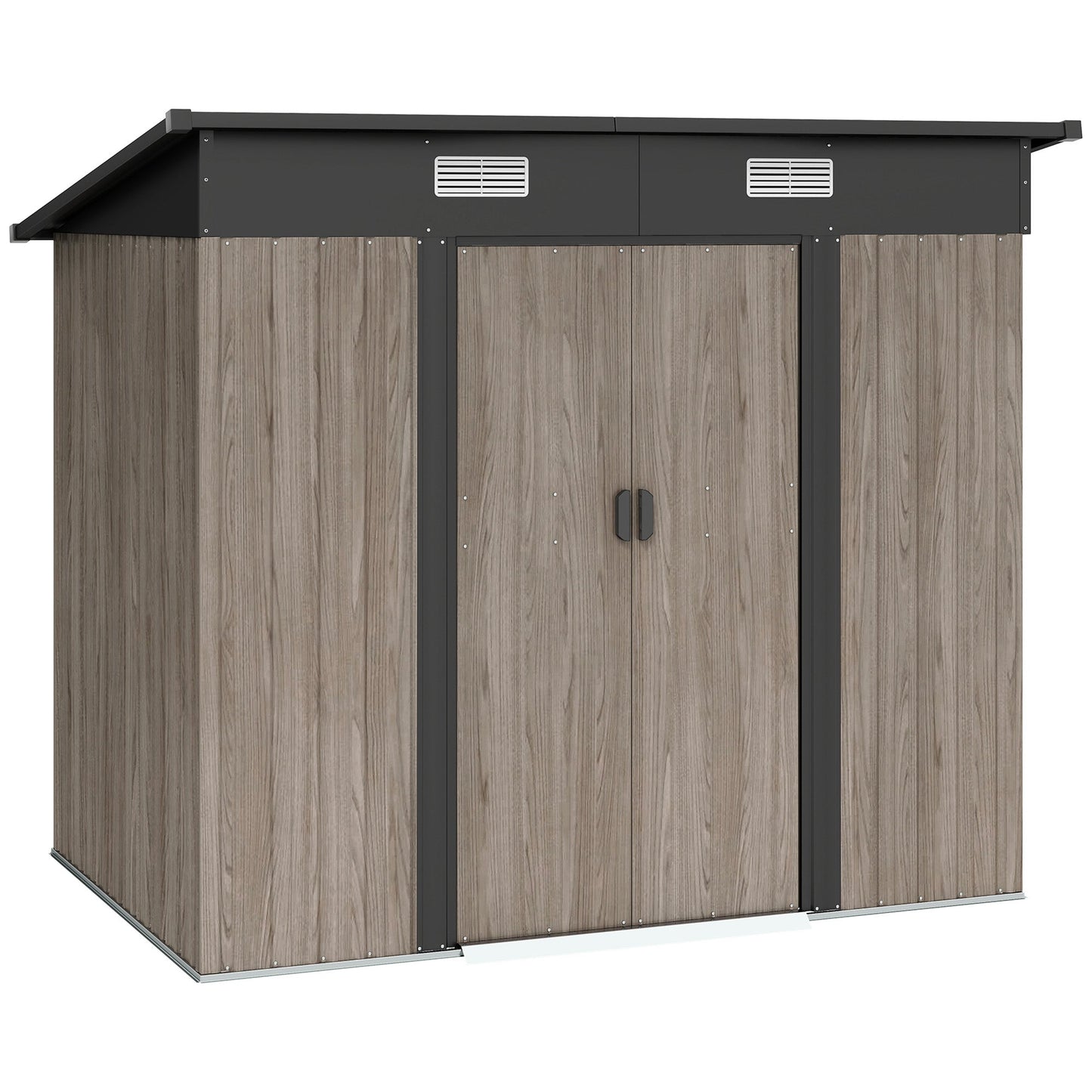 Outsunny 4 x 7ft Metal Shed - Grey Wood-Effect