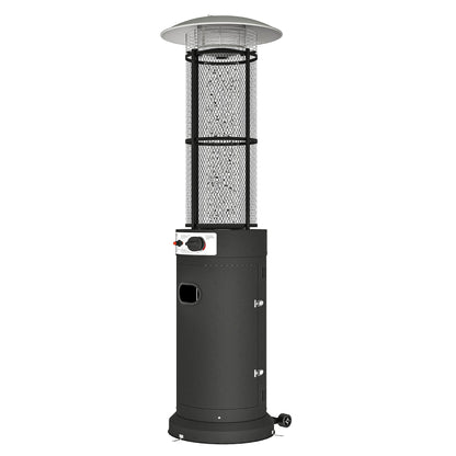 Outsunny 11 KW Freestanding Gas Patio Heater, Adjustable Outdoor Garden Propane Heater with Tip-Over Switch, Wheels, Pulse Ignition, Tank Room with Openable Door, Black
