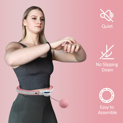 SPORTNOW Smart Weighted Hula Hoop, Massage Hula Ring with 16 Detachable Knots, 360¡ Auto-Rotating Ball and Digital Counter