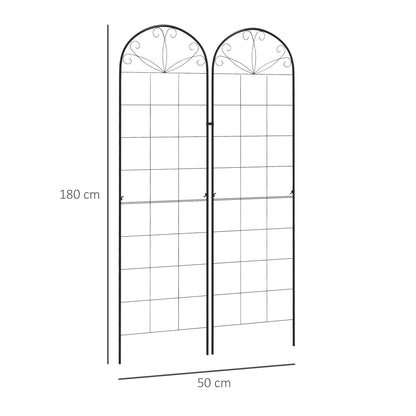 مجموعة من 2 من تعريشات معدنية من Outsunny، تعريشة حديقة لإطارات دعم النباتات المتسلقة، تصميم شبكي