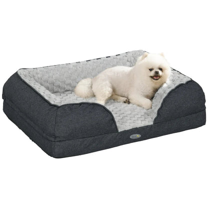 PawHut Calming Dog Bed Pet Mattress w/ Removable Cover, Anti-Slip Bottom, for Small Dogs, 70L x 50W x 18Hcm - Charcoal Grey