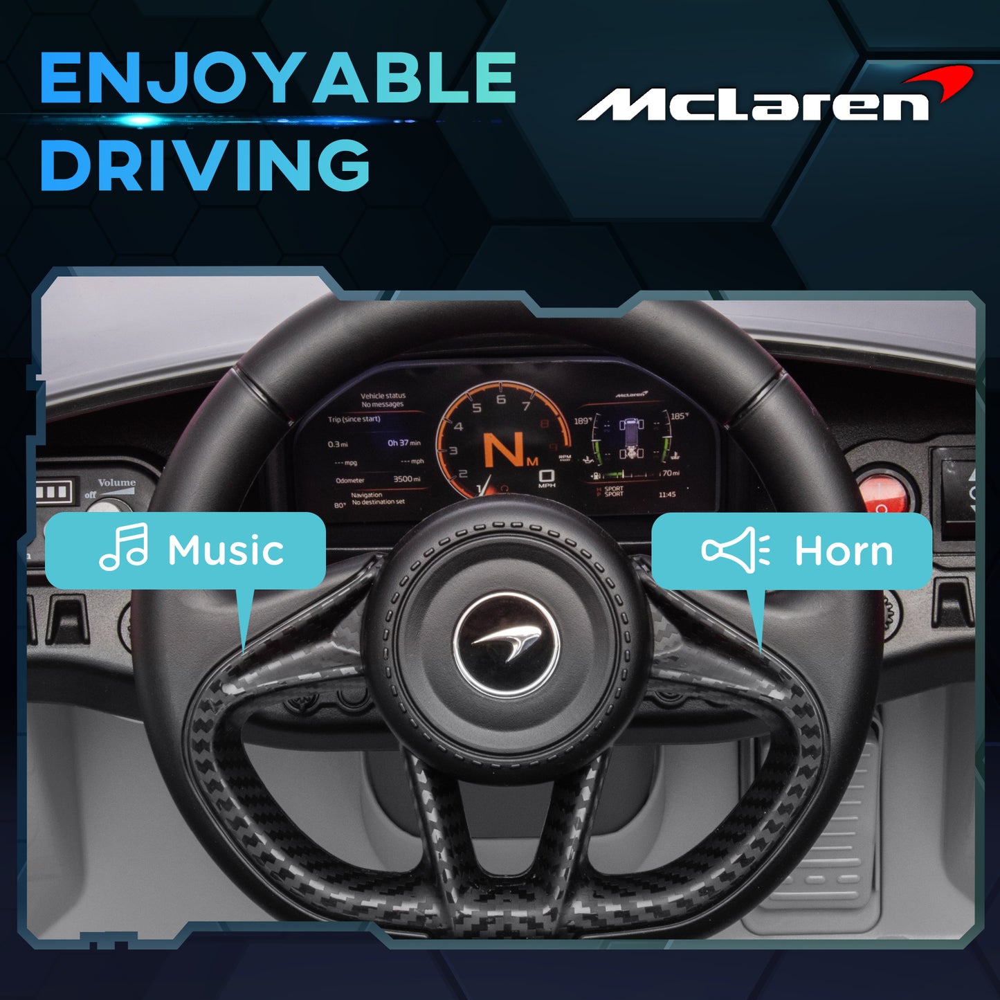 سيارة كهربائية للأطفال مرخصة من AIYAPLAY McLaren 765LT بقوة 12 فولت مع أبواب على شكل فراشة وعجلات نقل تعمل بالتحكم عن بعد باللون الرمادي
