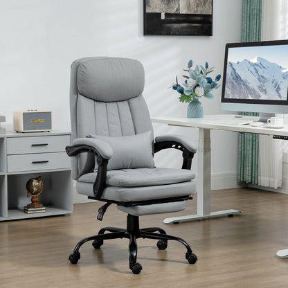 Vinsetto Office Chair, Ergonomic Desk Chair with 6-Point Vibration Massage and Lumbar Heating, Computer Chair with Lumbar Support Pillow, 155¡ Reclining Back and Footrest, Grey