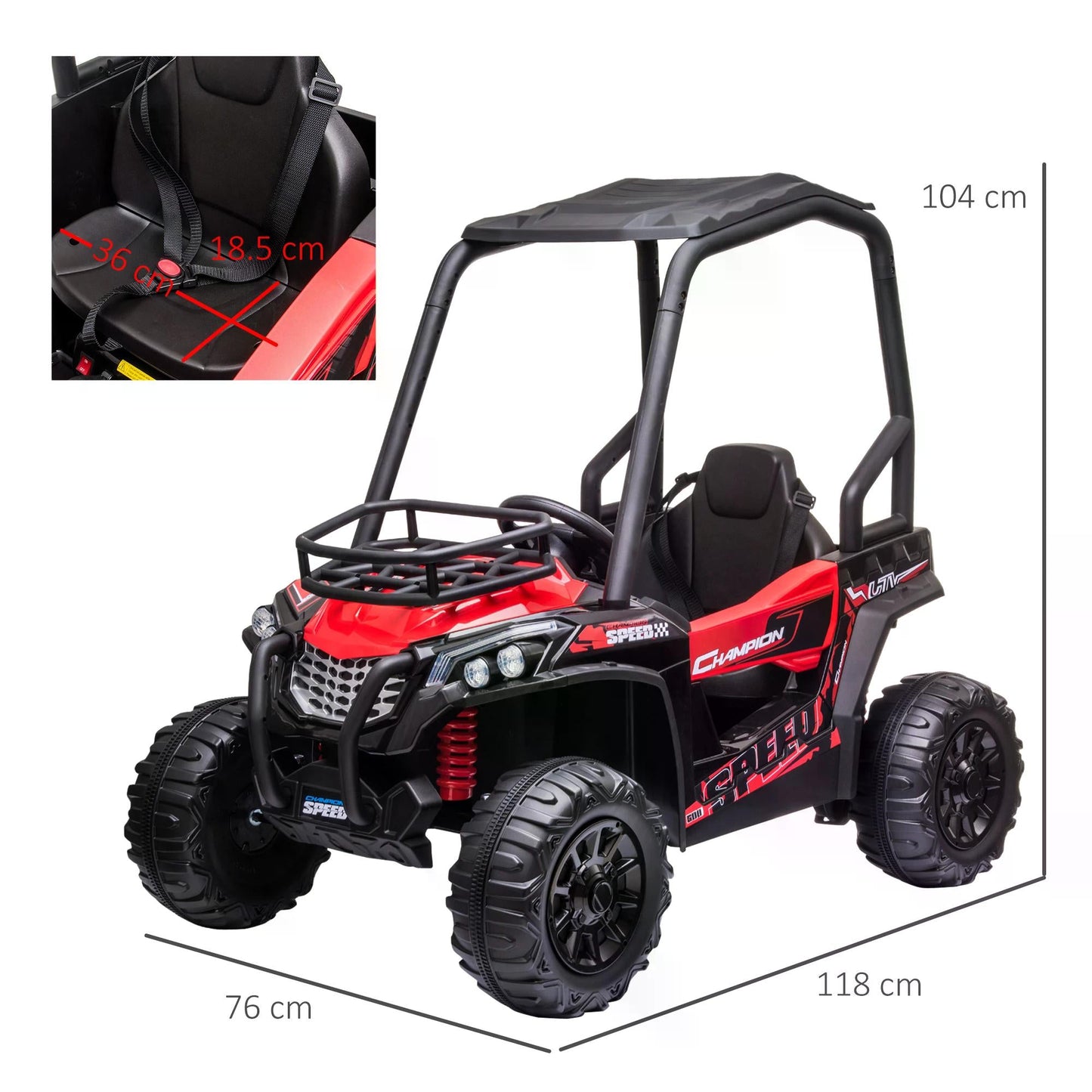 HOMCOM 12V Kids Electric Ride On Car Off-road UTV Toy Remote Control for 3-8 Yrs