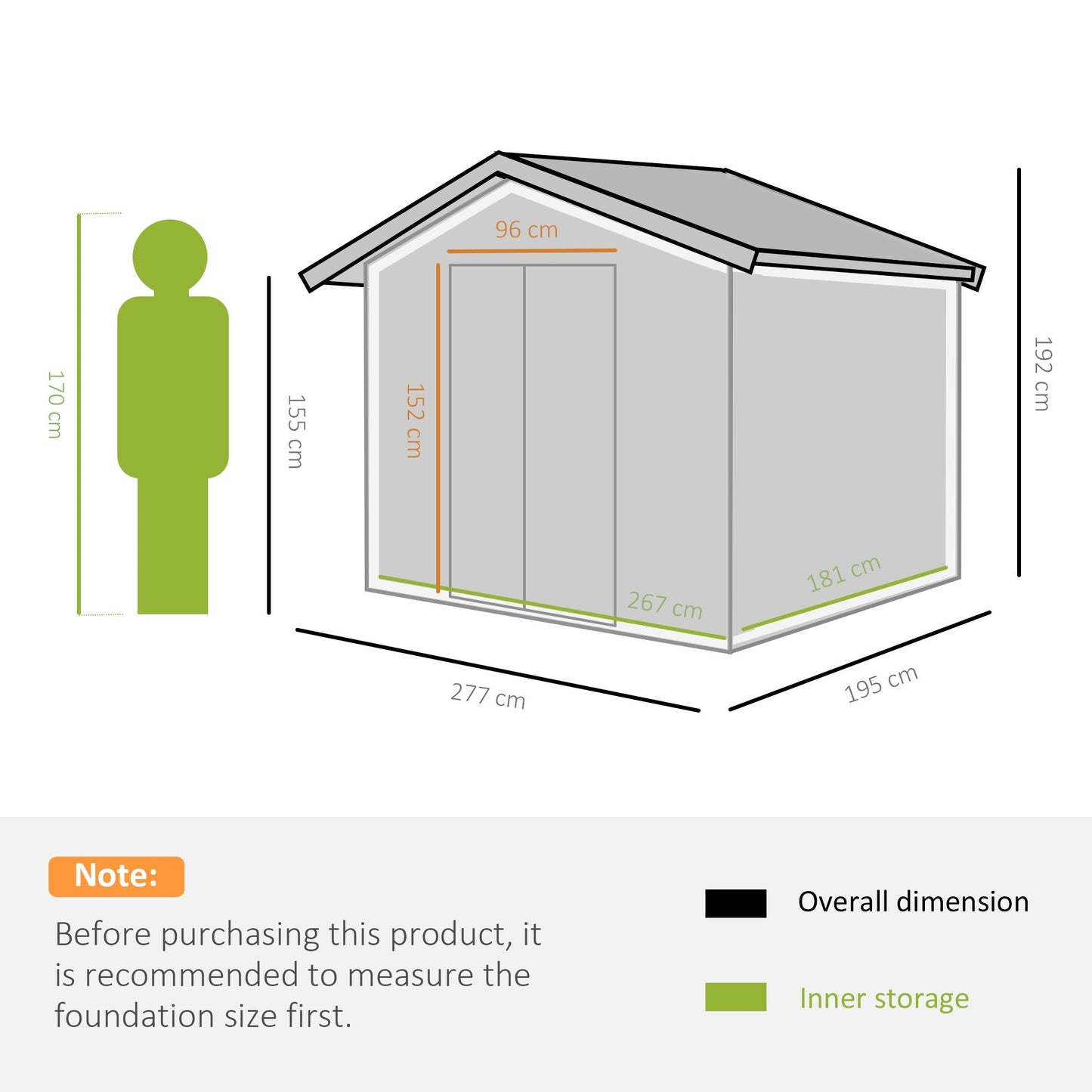 Outsunny 9 x 6FT Garden Storage Shed, Metal Outdoor Storage Shed House with Floor Foundation, Ventilation & Doors, Grey