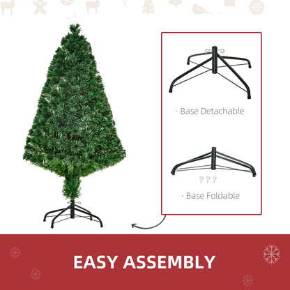 HOMCOM 4FT Pre-Lit Fibre Optic Artificial Christmas Tree Holiday Xmas DŽcor with Tree Topper Multi-Colour