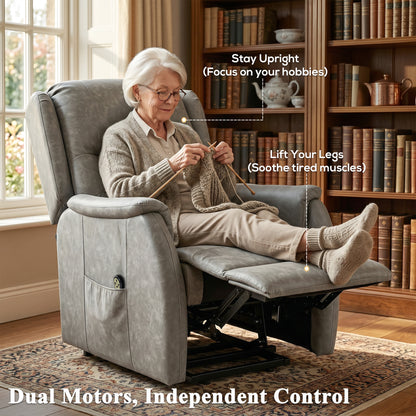 HOMCOM Power Lift Recliner Chair, Dual Motor Electric Lift Chair for Elderly with Remote Control, Grey