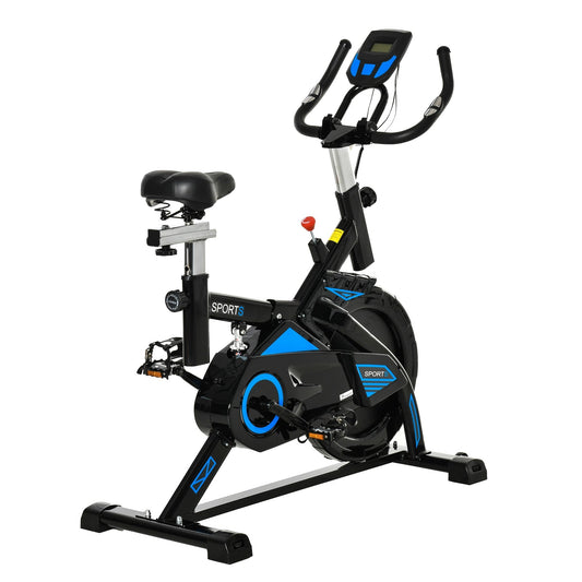 Stationary Exercise Bike w/ iPad Holder, LCD Monitor, Comfortable Seat, Indoor Cycling Training Bike, 13KG Flywheel,  Home Office, Black