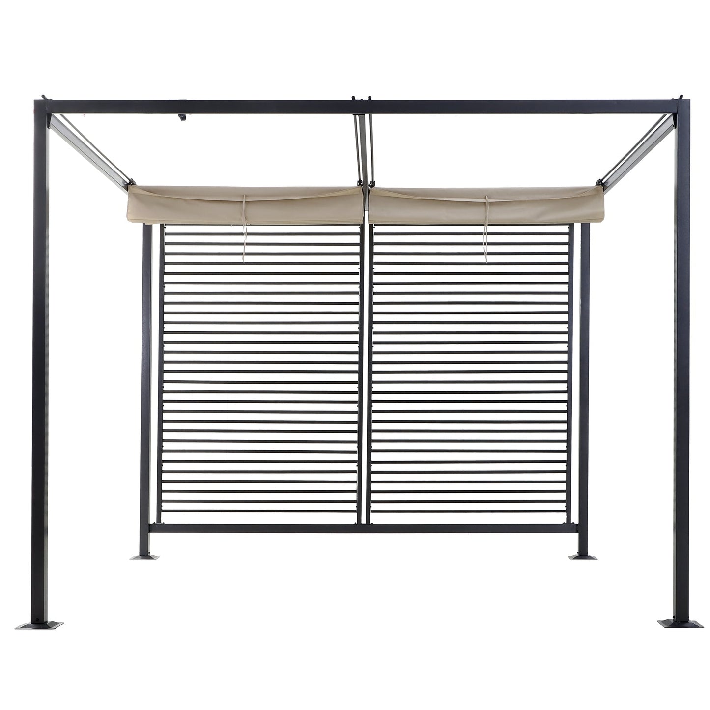 2.8m x 3m Retractable Metal Frame Outdoor Garden Pergola Beige