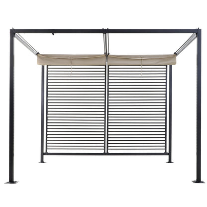 2.8m x 3m Retractable Metal Frame Outdoor Garden Pergola Beige