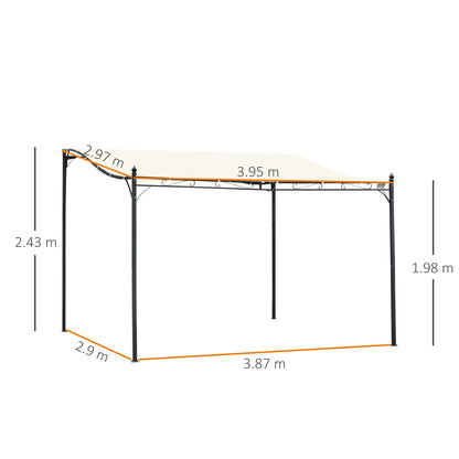 مظلة خارجية معدنية مقاس 4 × 3 أمتار من Outsunny، مظلة حديقة، مأوى، باب الشرفة - كريمي
