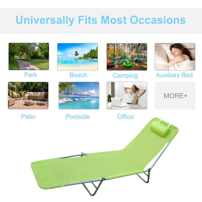 Outsunny Sun Bed Chair Garden Lounger Recliner Adjustable Back Relaxer Chair Furniture Green