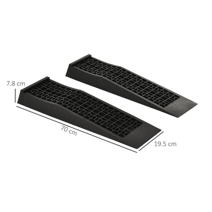 HOMCOM 2PCS Car Ramps, 3 Ton Low Entrance Plastic Curb Ramps with Anti-Slip Surface, Car Lift for Garage Workshop Cars SUVs Small Vans