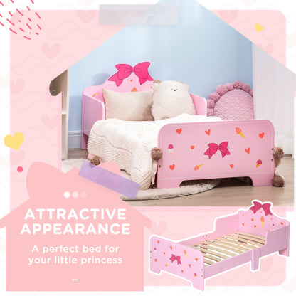 ZONEKIZ 3PCs Kids Bedroom Furniture Set with Bed, Dressing Table and Stool, Princess Themed, for 3-6 Years Old, Pink