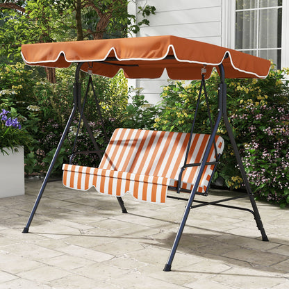 Outsunny 3-Seat Swing Chair Garden Swing Seat with Adjustable Canopy for Patio, Orange