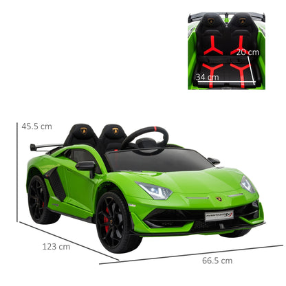 Battery-powered Kids Electric Ride On Car Lamborghini Aventador Sports Racing Car Toy with Parental Remote Control Music Green 12V