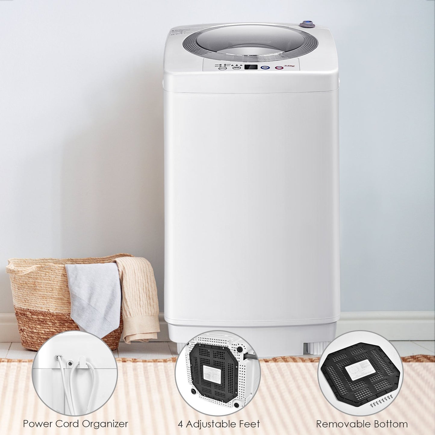 Full-Automatic Portable Washer with 6 Programs and 3 Water Level
