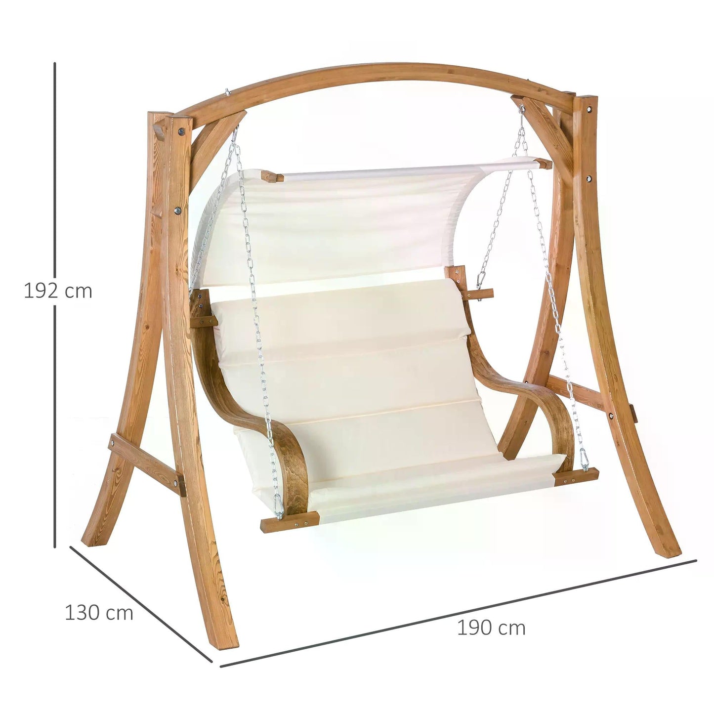 Outsunny Wooden Porch A-Frame Swing Chair With Canopy and Cushion for Patio Garden Yard