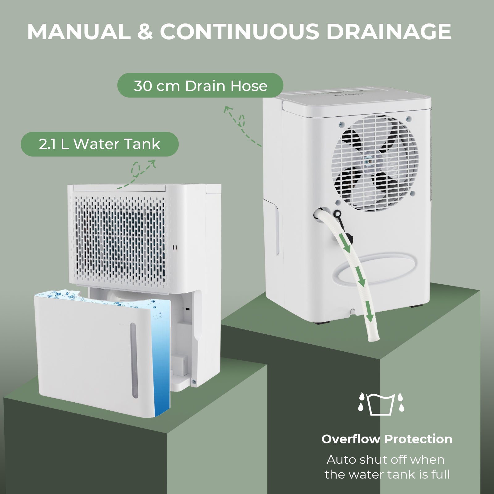 12L/Day Dehumidifier with Continuous Drying Auto Mode and 24H Timer-White