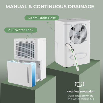 12L/Day Dehumidifier with Continuous Drying Auto Mode and 24H Timer-White