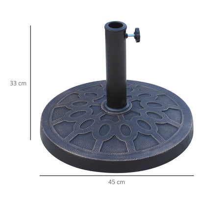 Outsunny 13kg Resin Umbrella Stand Holder, Garden Parasol Base for 38mm or 48mm Outdoor Umbrella Poles, Bronze Tone