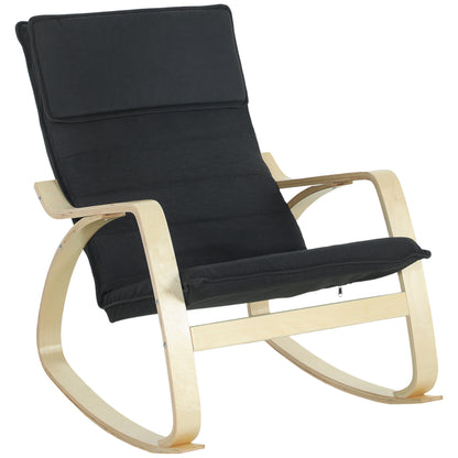 HOMCOM Lounge Chair, Comfortable Relax Rocking Chair with Headrest, 67W x 92D x 89H cm, Black