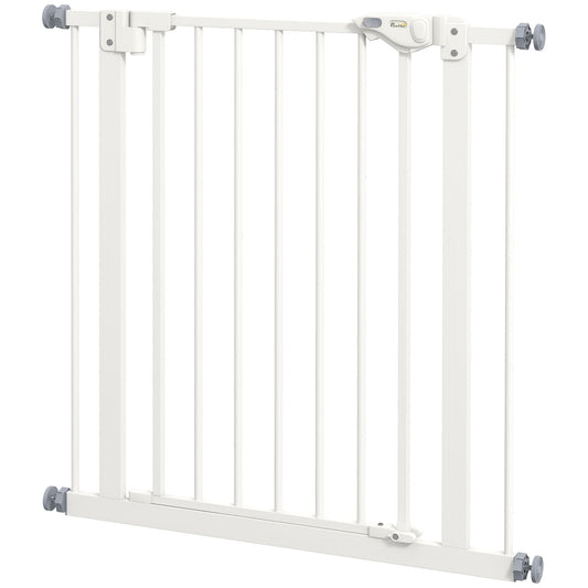 PawHut Metal 74-80cm Wide Adjustable Dog Gate White